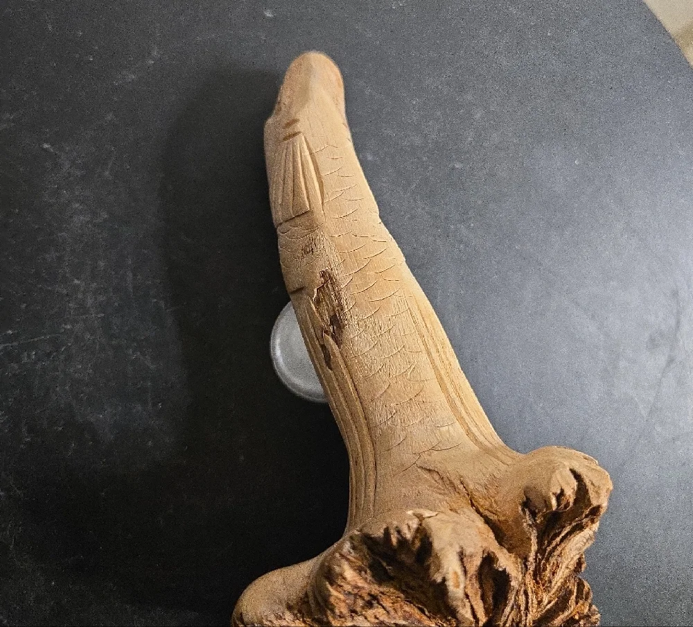 Hand Carved Wood Fish Eel Figurine Statue